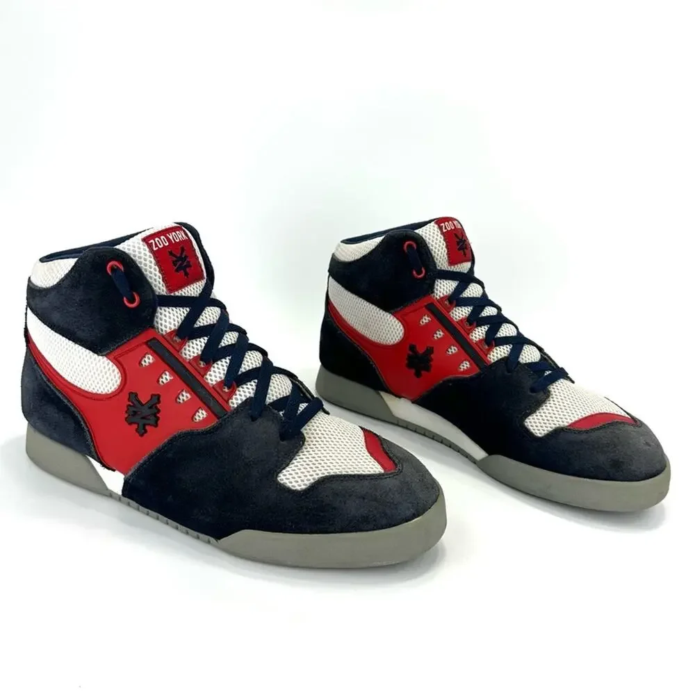 Zoo York The Capital Men High Top Sneaker Size 12 Red Blue White Suede & Leather